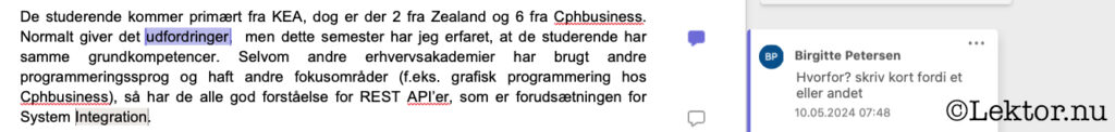 For beskrivende - Eksempel fra en vejledningssession omkring den manglende besvarelse af hvorfor